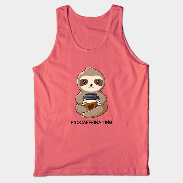 Procaffeinating | Procrastinator Coffee Pun Tank Top by Allthingspunny